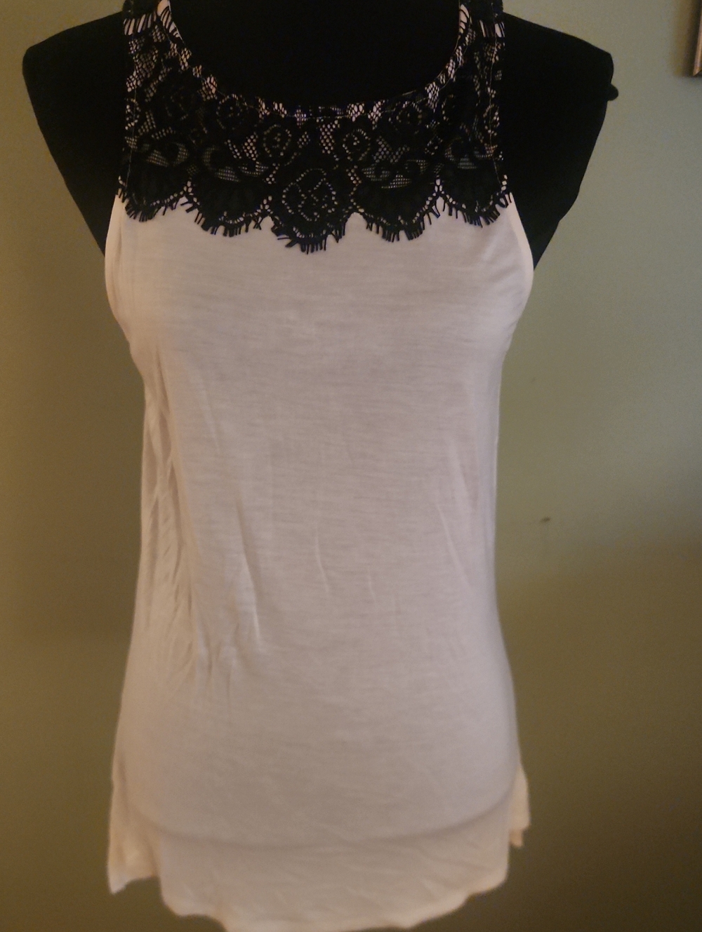 Express Ivory Camisole with Black Lace Yoke